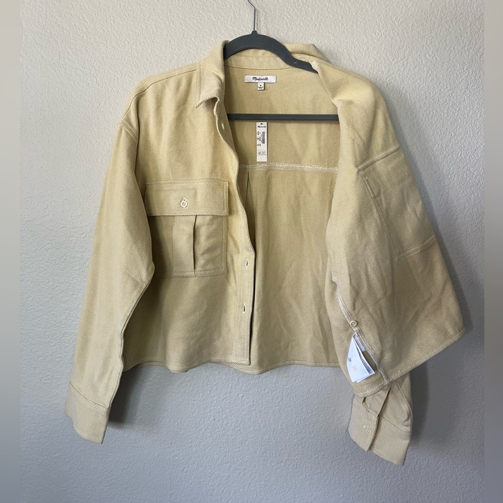 NWT Madewell Flannel Cargo Button-Up Shirt in Haystack White Women’s Size M - Picture 5 of 16